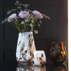 After Rain lykt/vase liten, hvit m/dekor