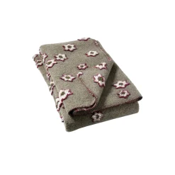 Alma flowers wool pledd 150x190, brown/burgundy