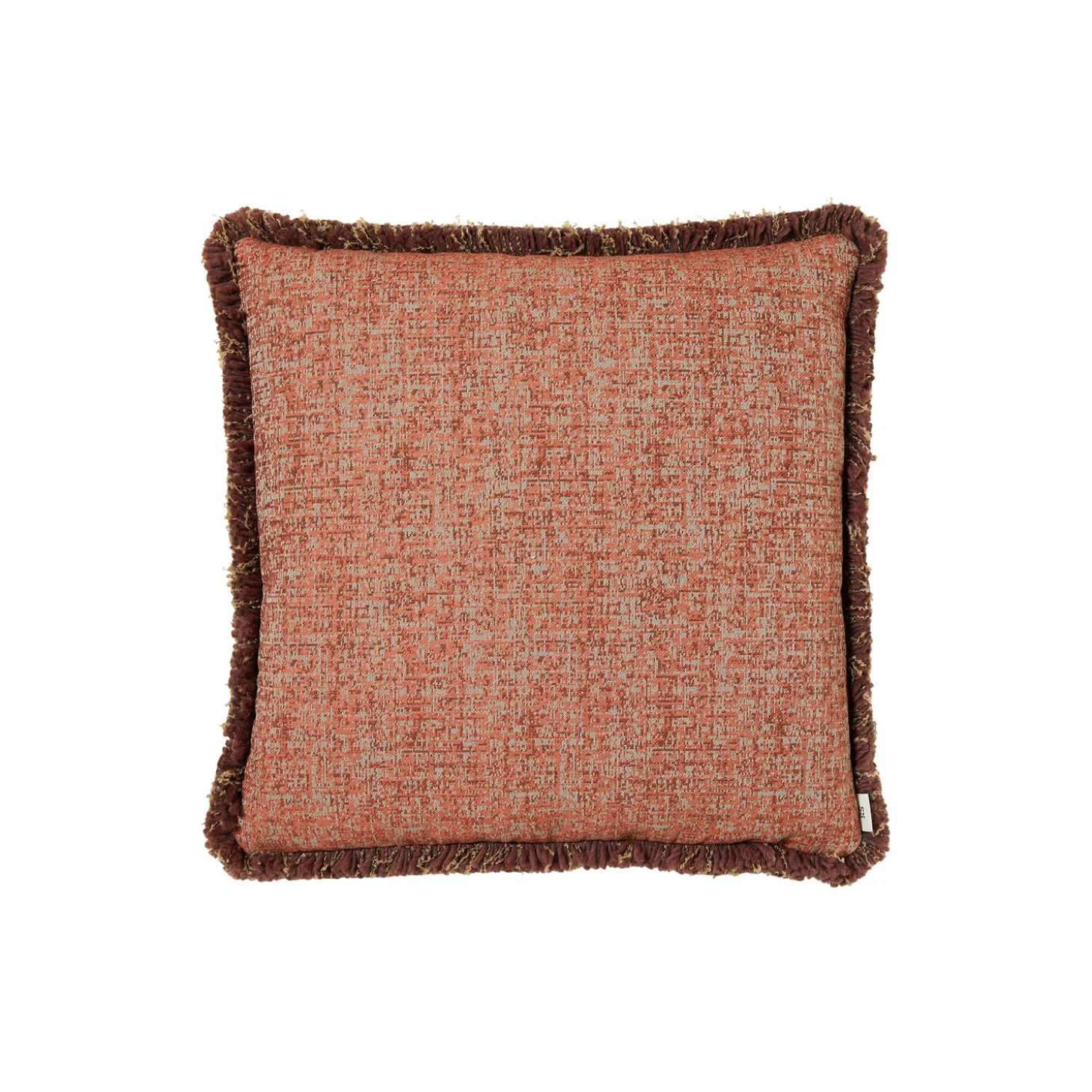 Audrey denim fringe pute 50x50, red rust