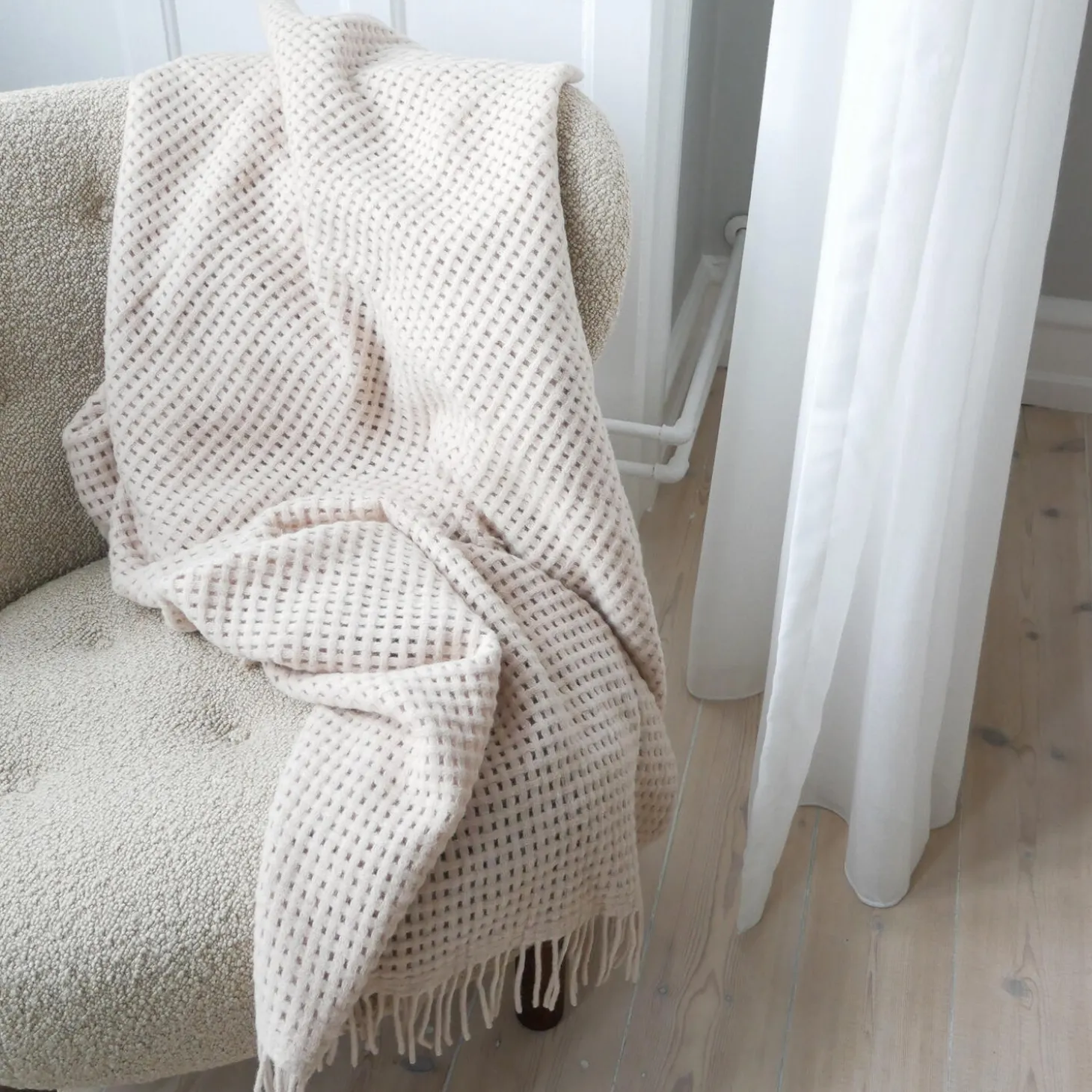 Basket pledd, beige
