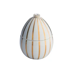 Bois de Russie duftlys egg, white gold stripes