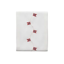 Bordløper med norske flagg, hvit