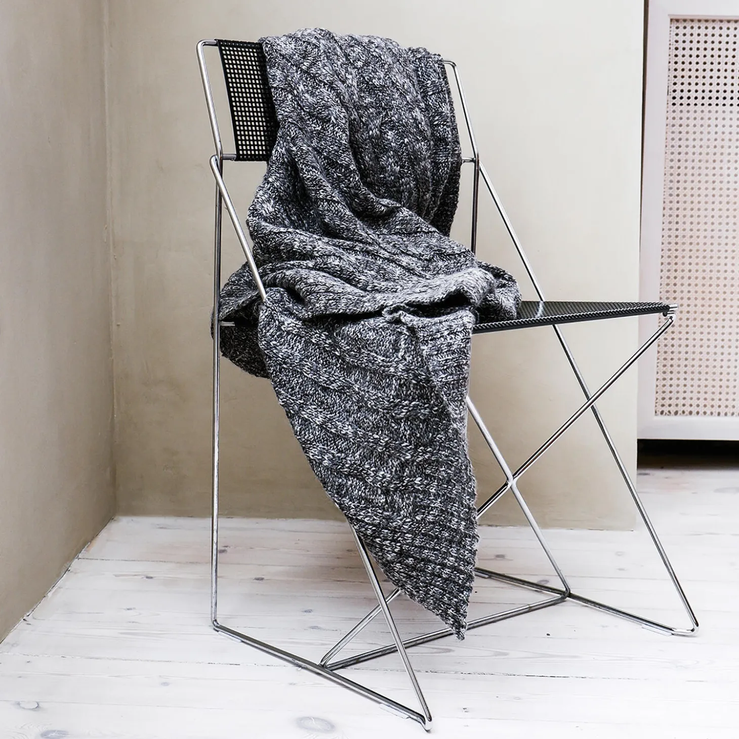 Cable pledd, grey/black