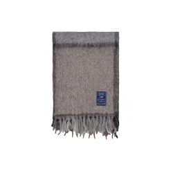 Checked Mohair Mix Wool pledd, stone/beige/gray