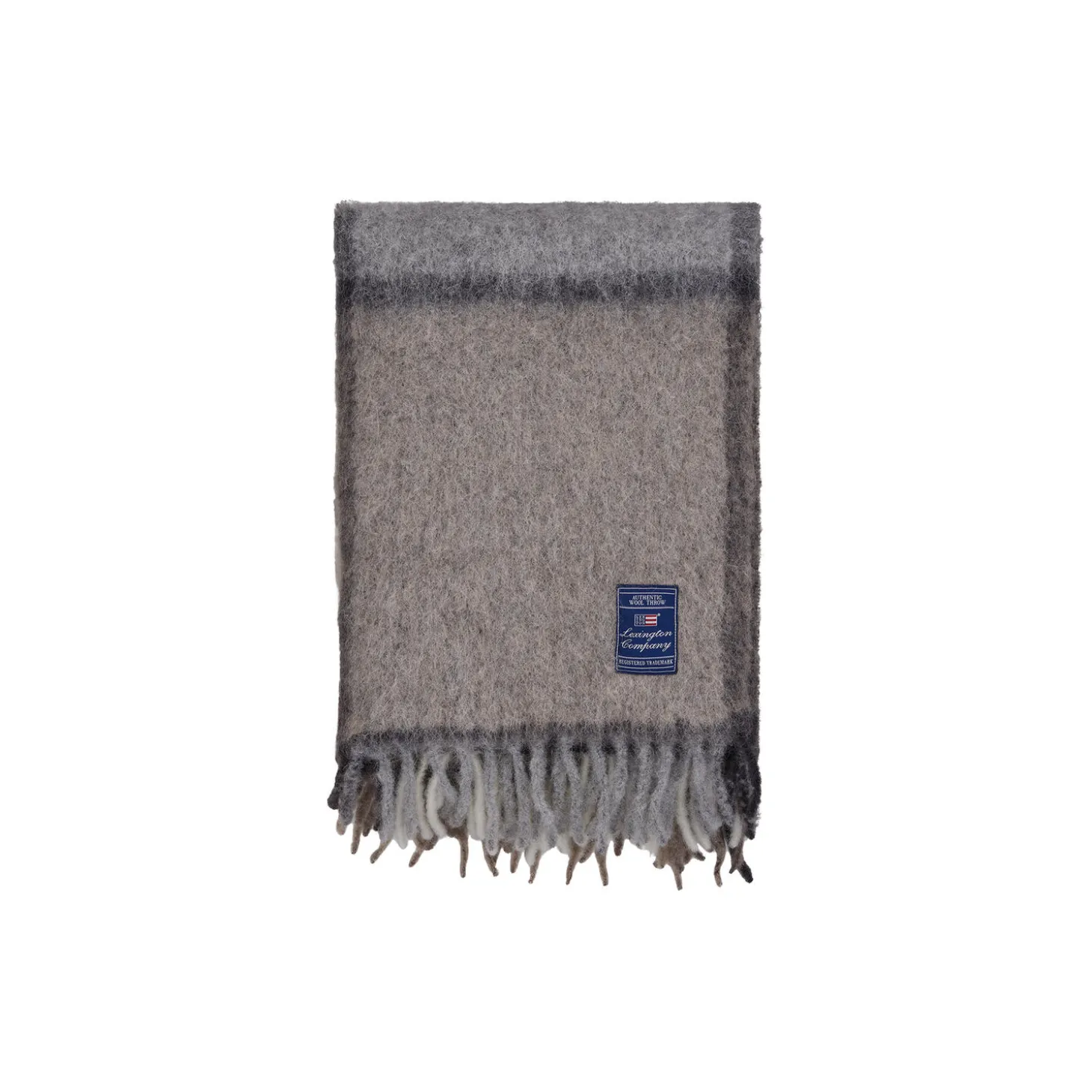 Checked Mohair Mix Wool pledd, stone/beige/gray