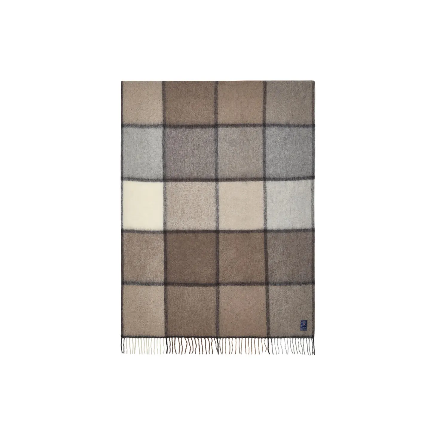 Checked Mohair Mix Wool pledd, stone/beige/gray