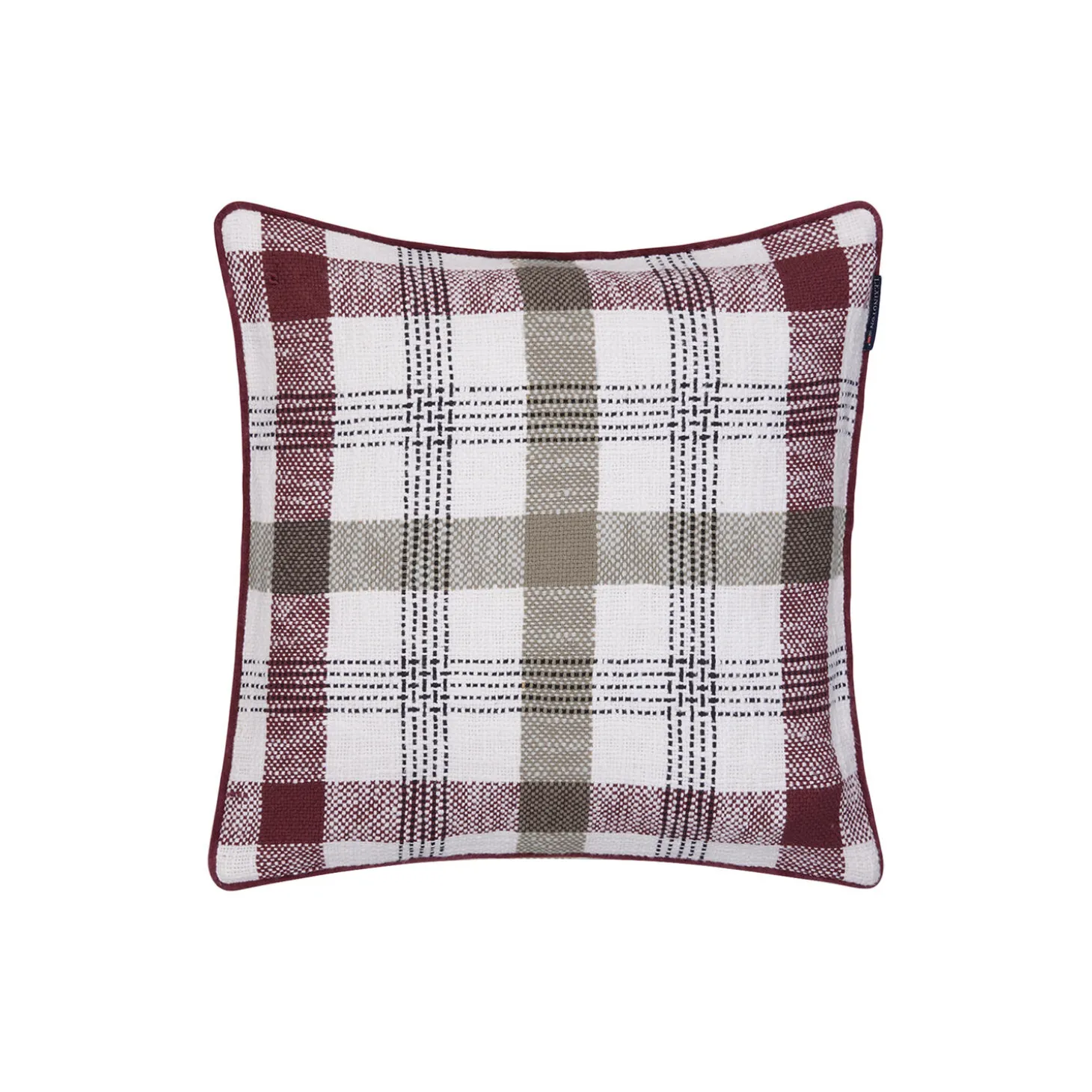 Checked putetrekk, burgundy/stone