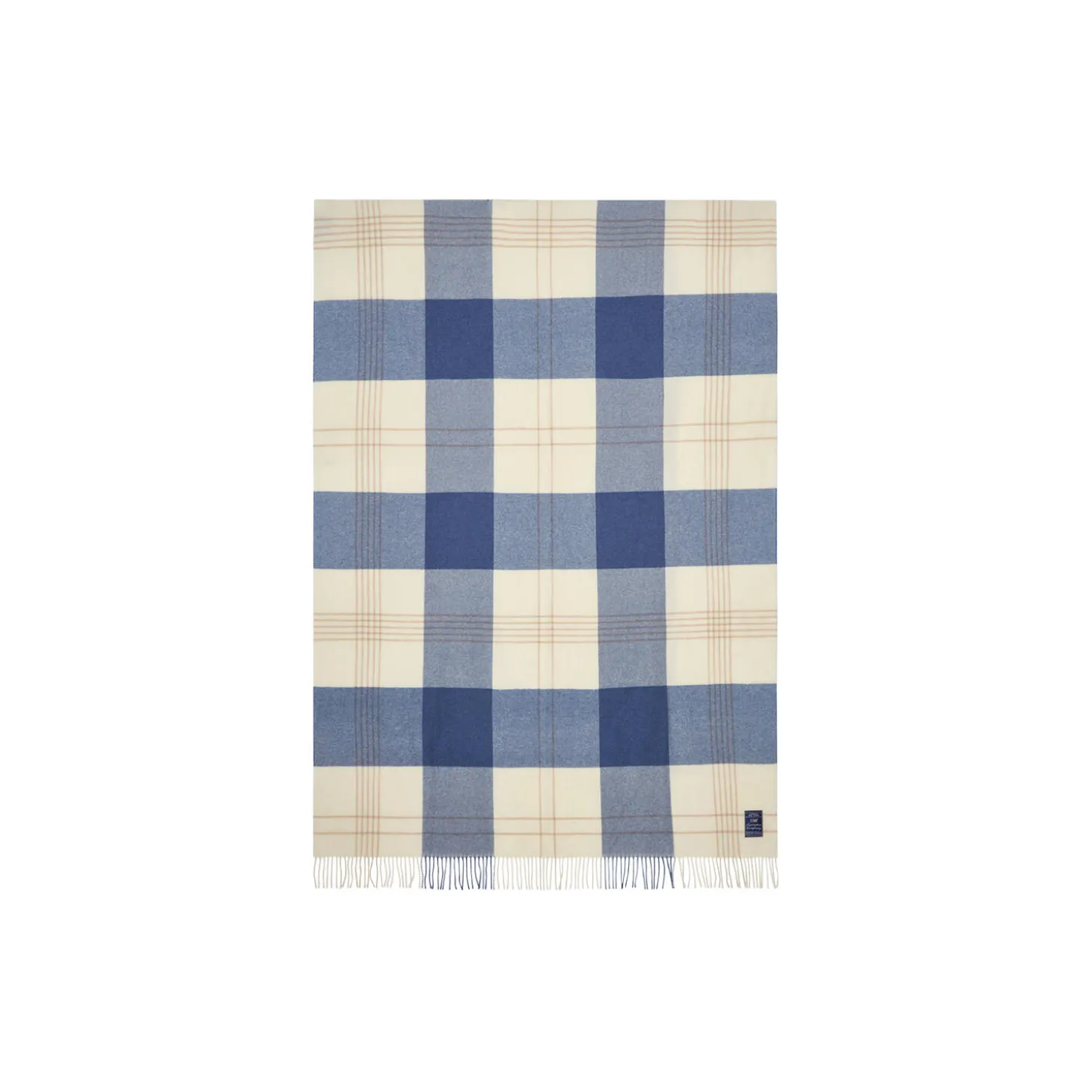 Checked Recycled pledd, tåkeblå/beige/hvit