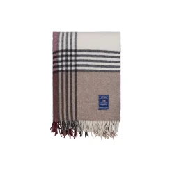 Checked Recycled ullpledd, stone/burgundy/beige