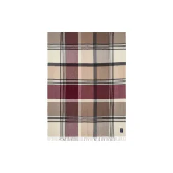 Checked Recycled ullpledd, stone/burgundy/beige