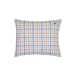Cotton Flannel Putetrekk, misty blue/beige/white