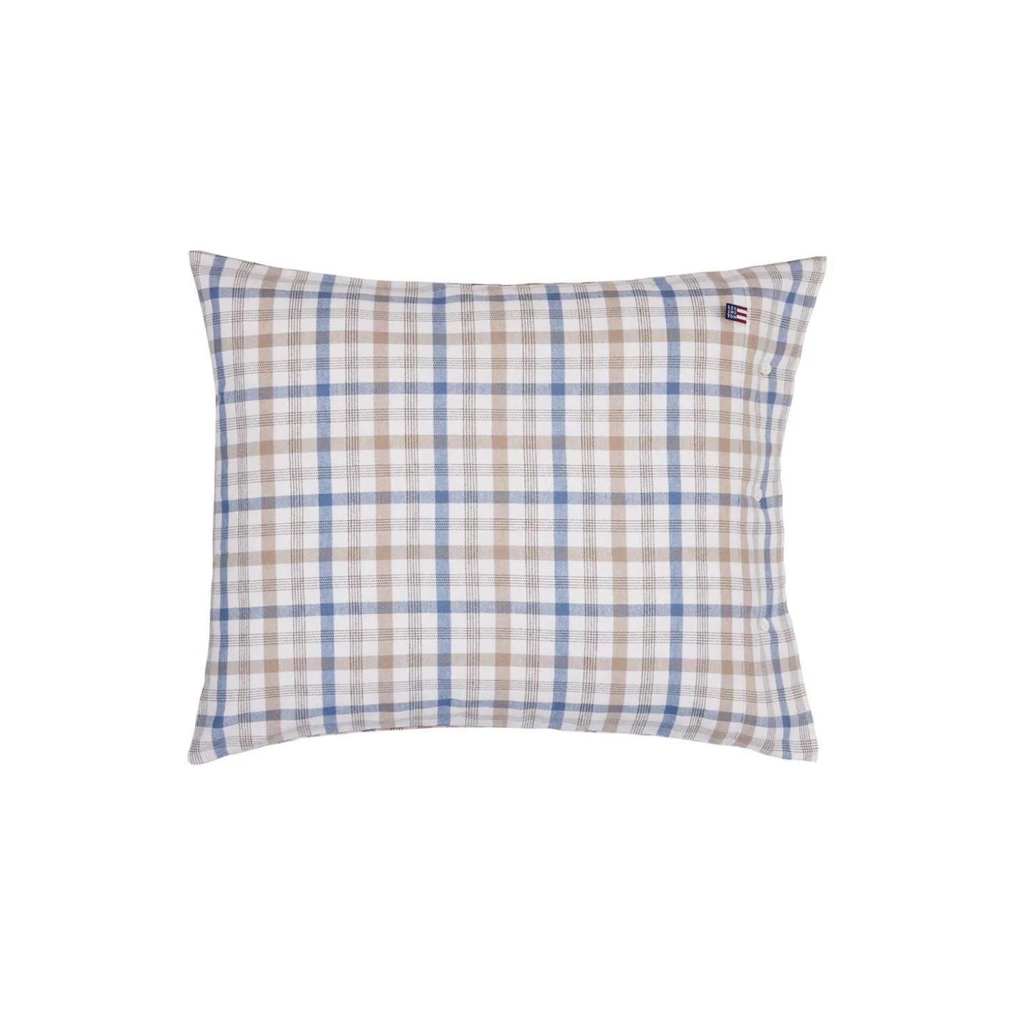 Cotton Flannel Putetrekk, misty blue/beige/white