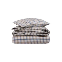 Cotton Flannel sengetøy, misty blue/beige/white