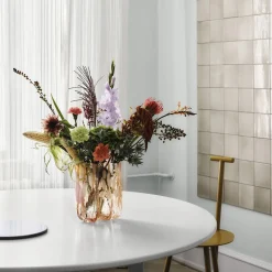 Crackle vase, amber/flaminco