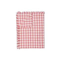 Dukk med frynser 140x300 cm, pink checks
