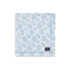 Floral Org. Cotton duk, blue/white