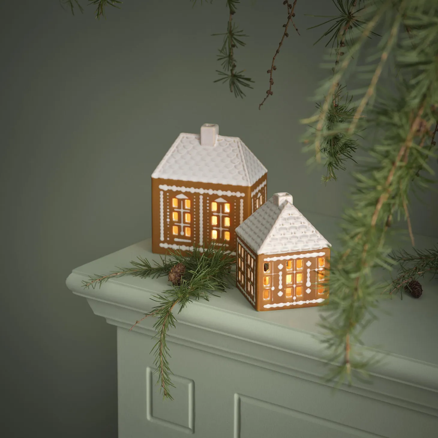 Gingerbread lyshus, brun