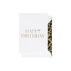 Happy Birthday Cocktail kort, hvit/gull