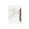 Happy Birthday kort, hvit/gull
