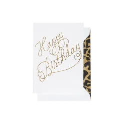 Happy Birthday kort, hvit/gull