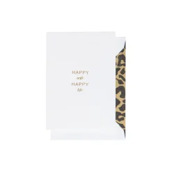 Happy Wife Happy Life kort, hvit/gull