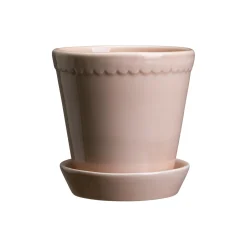 Helena GLAZED potte med underfat, quartz rosa
