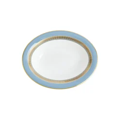 HELIA Open Oval Dish, hvit og turkis/gull