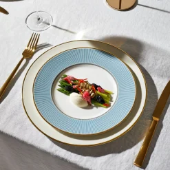 HELIA Plate, hvit og turkis/gull