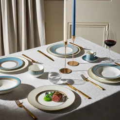 HELIA Plate, hvit og turkis/gull