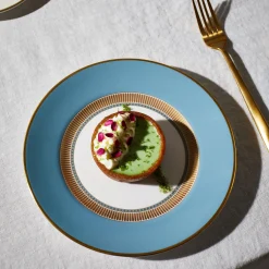 HELIA Plate, hvit og turkis/gull