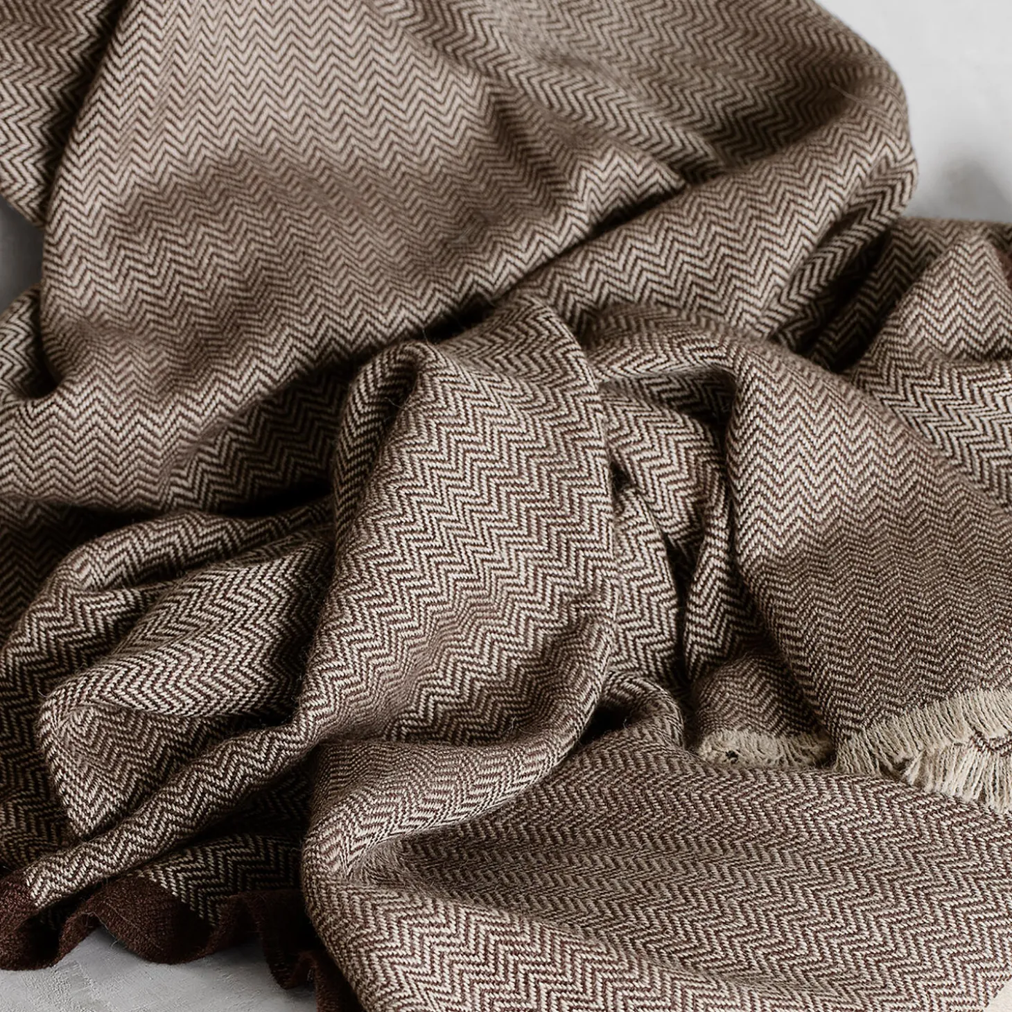 Herringbone pledd, chocolate/beige