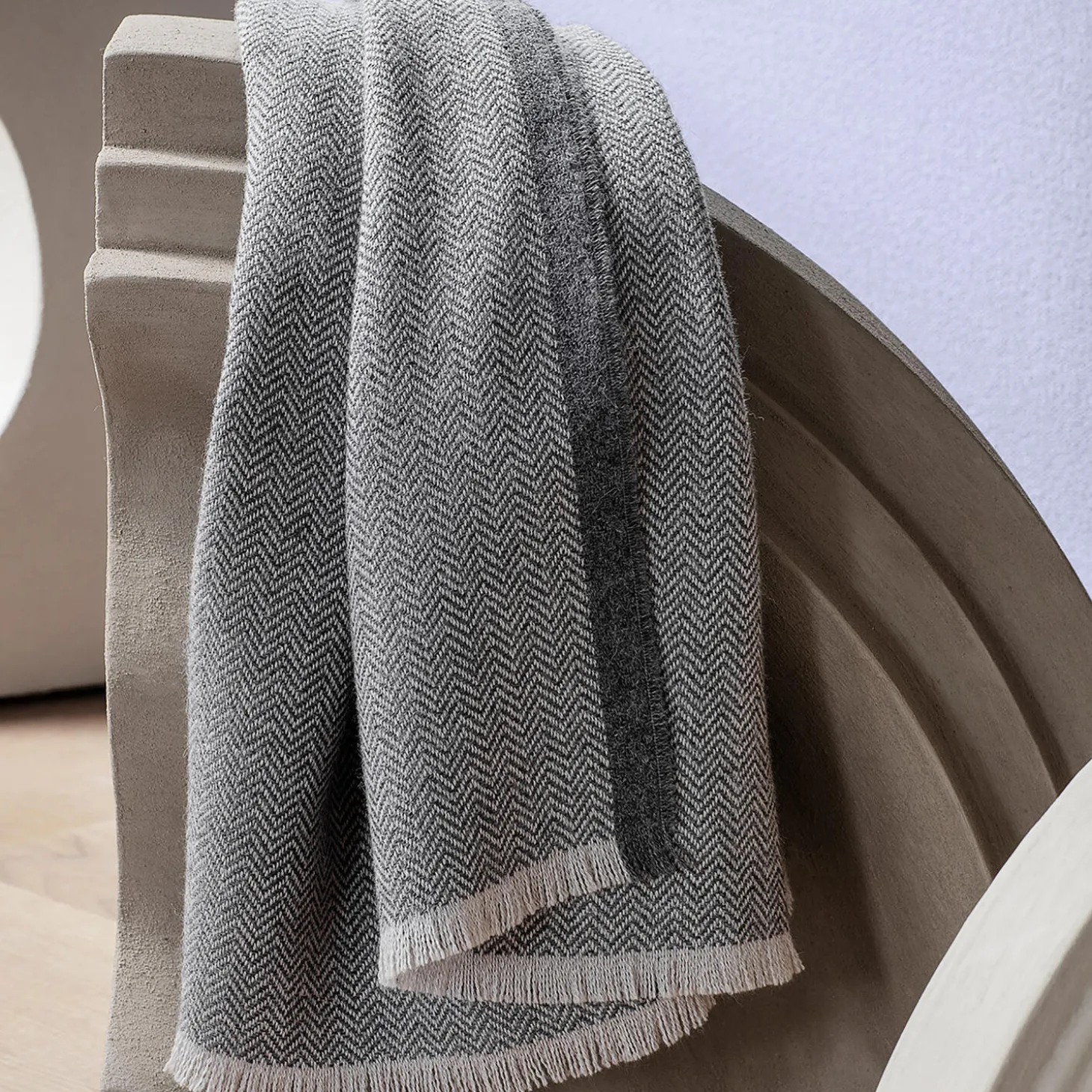 Herringbone pledd, dark blue/grey