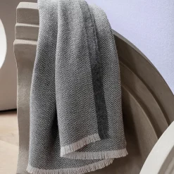 Herringbone pledd, light grey/dark grey