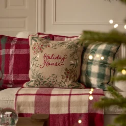 Holiday House Pillow Cover, beige multi