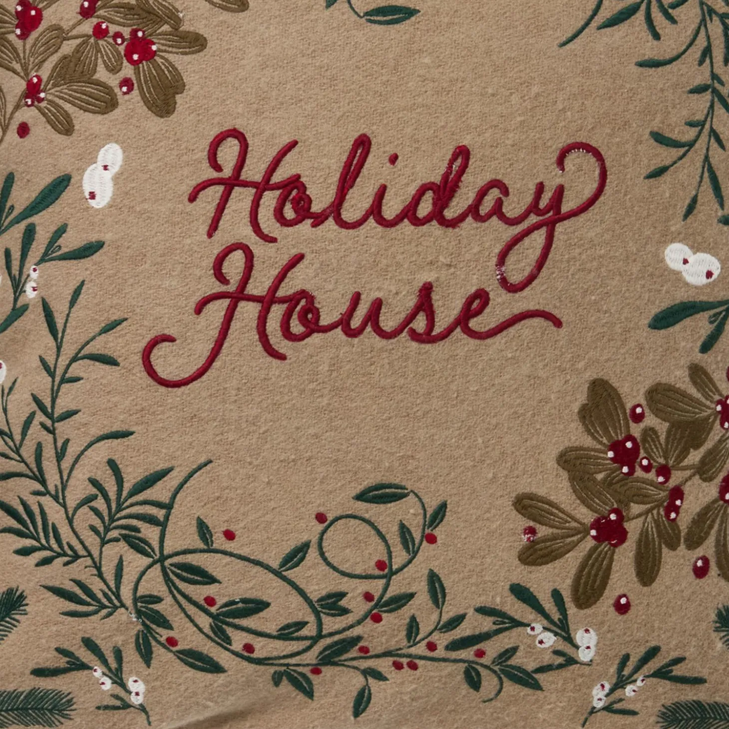 Holiday House Pillow Cover, beige multi