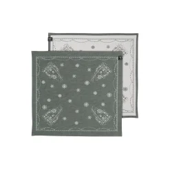 Julemorgen damask servietter 45x45 cm 2 pk, hvit /grønn