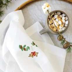 Juleserviett med julehjerte, hvit
