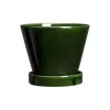 Julie GLAZED Ø 13 cm potte med underfat, emerald green