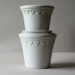 Københavner GLAZED krukke med underfat, mineral white