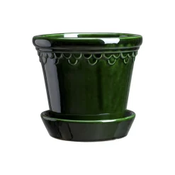 Københavner GLAZED krukke med underfat, emerald green