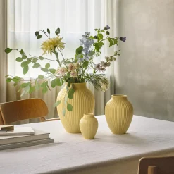 Knabstrup vase ripple, gul