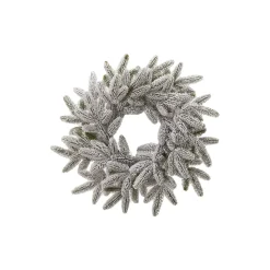 Krans med snø, hvit/grønn