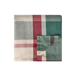 Linen/Cotton Tablecloth, green/red/beige