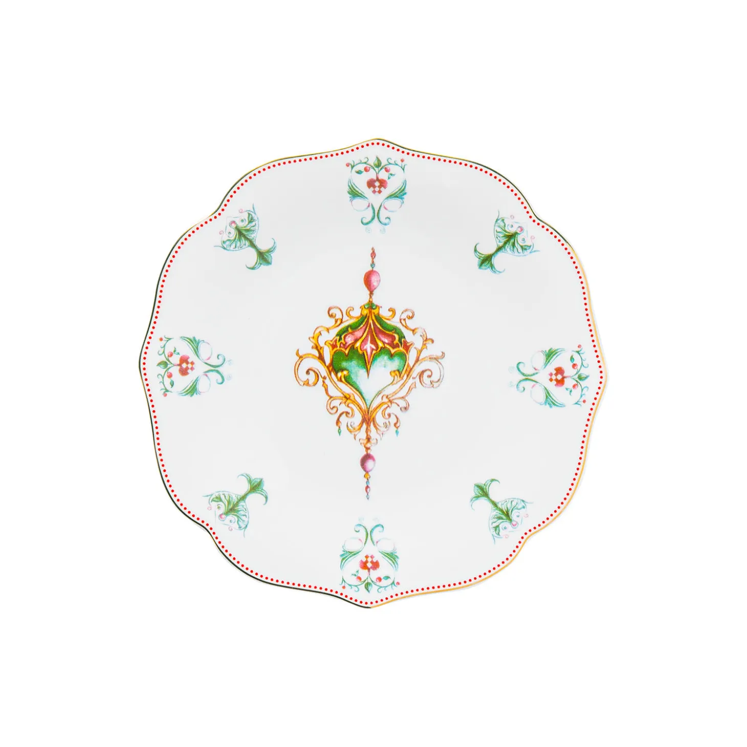 Lucia dyp tallerken 22 cm, hvit/rød/grønn