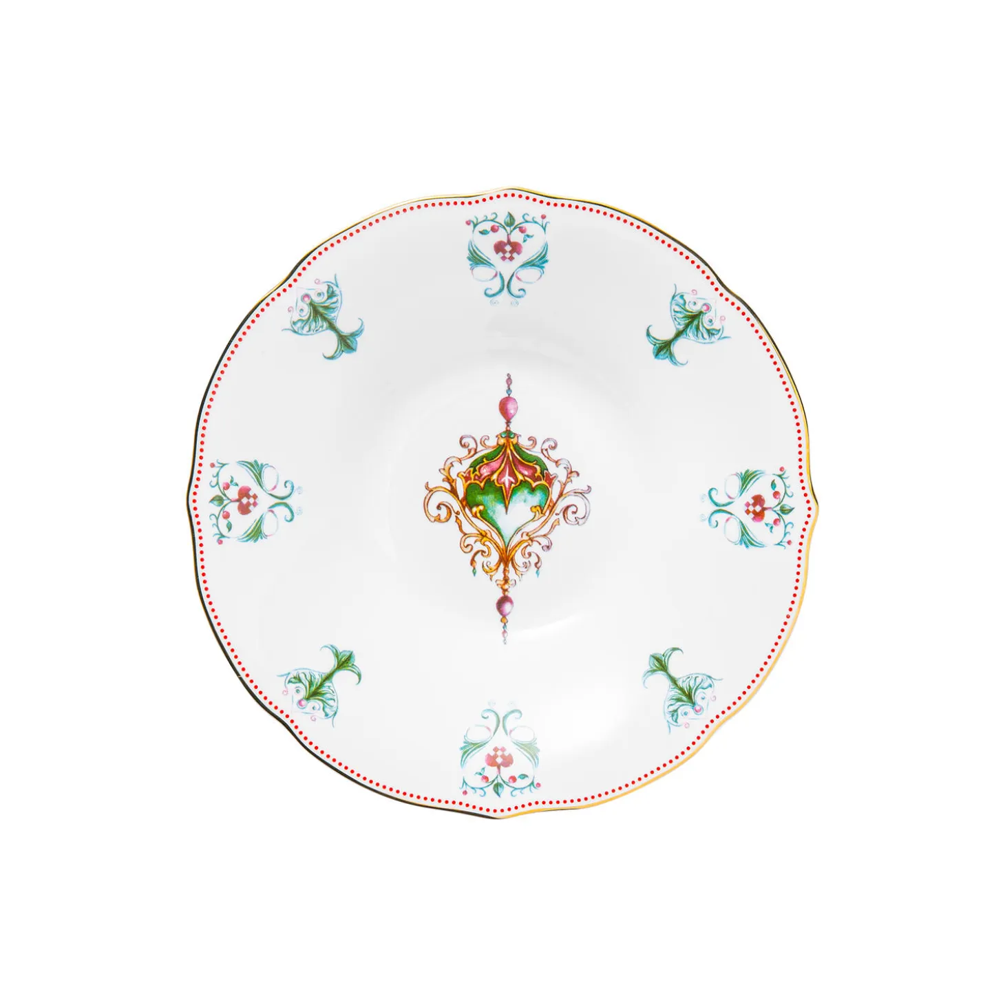 Lucia flat tallerken 28 cm, hvit/rød/grønn