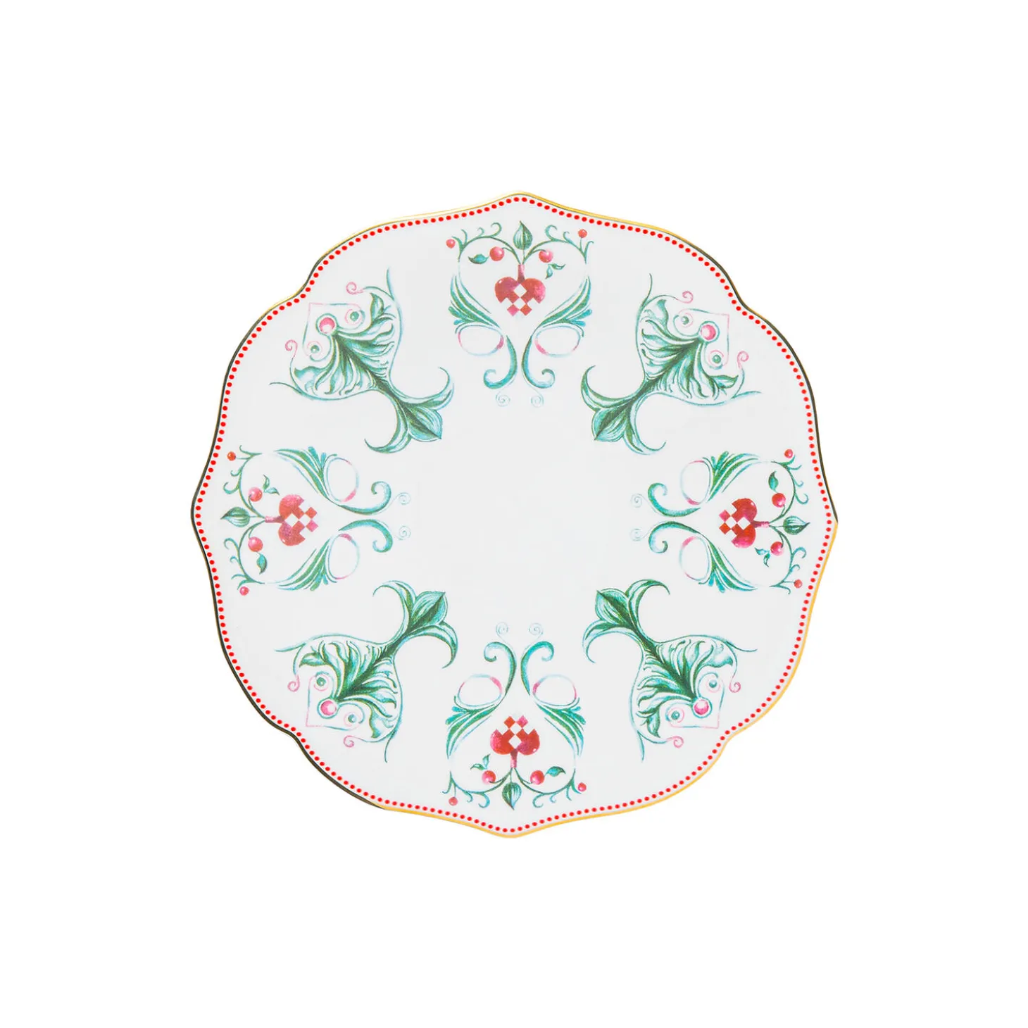 Lucia frokosttallerken 21 cm, hvit/rød/grønn