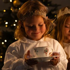Lucia kaffekopp m/skål sett, hvit/rød/grønn