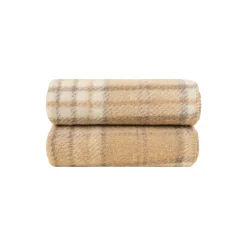 MARY TARTAN BEIGE Boiled wool pledd 150x200cm