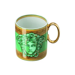 Mug with handle, green coin