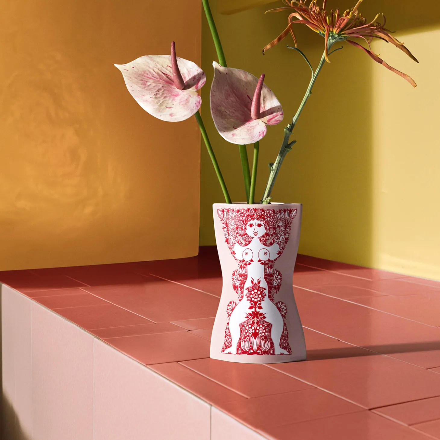 Nina Vase, pink/rød